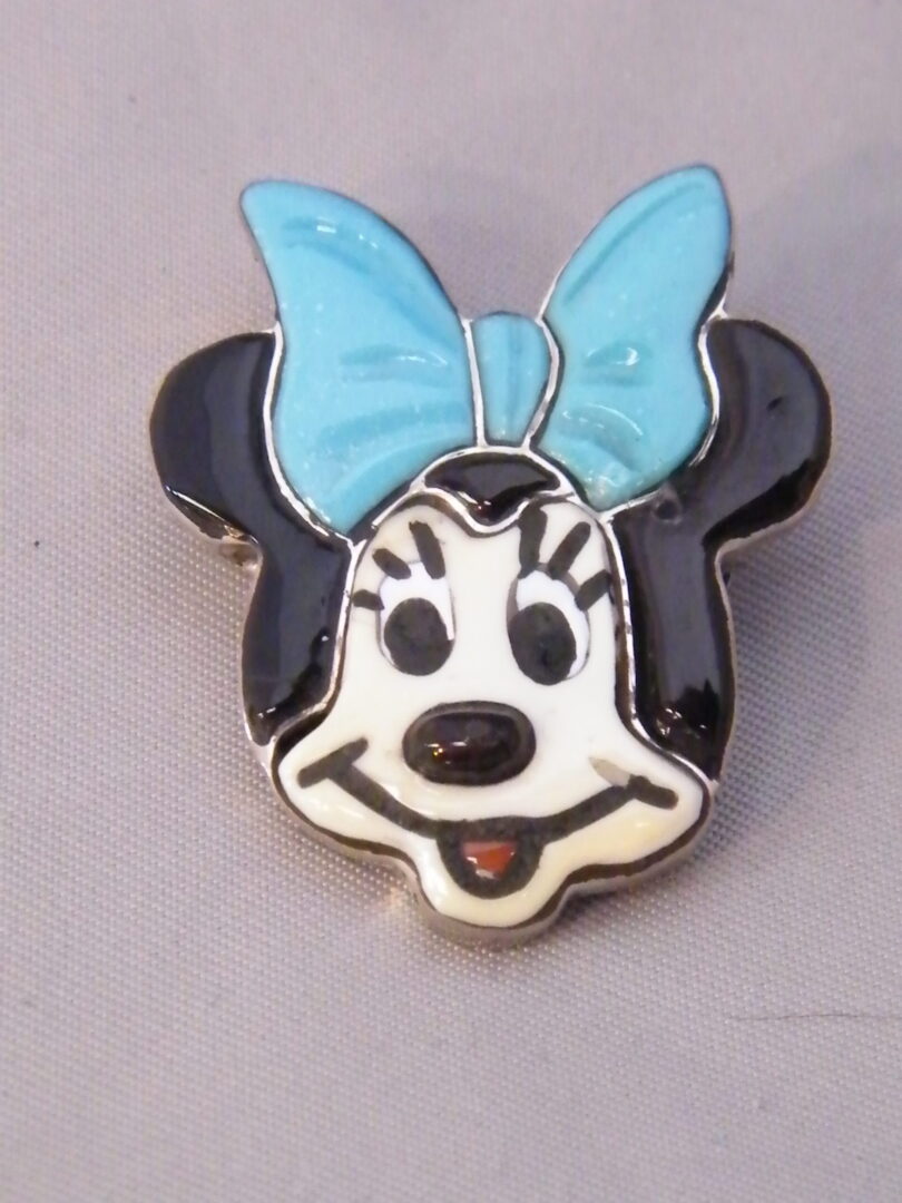 Zuni Sterling Silver Multicolor Minnie Mouse Pin/Pendant