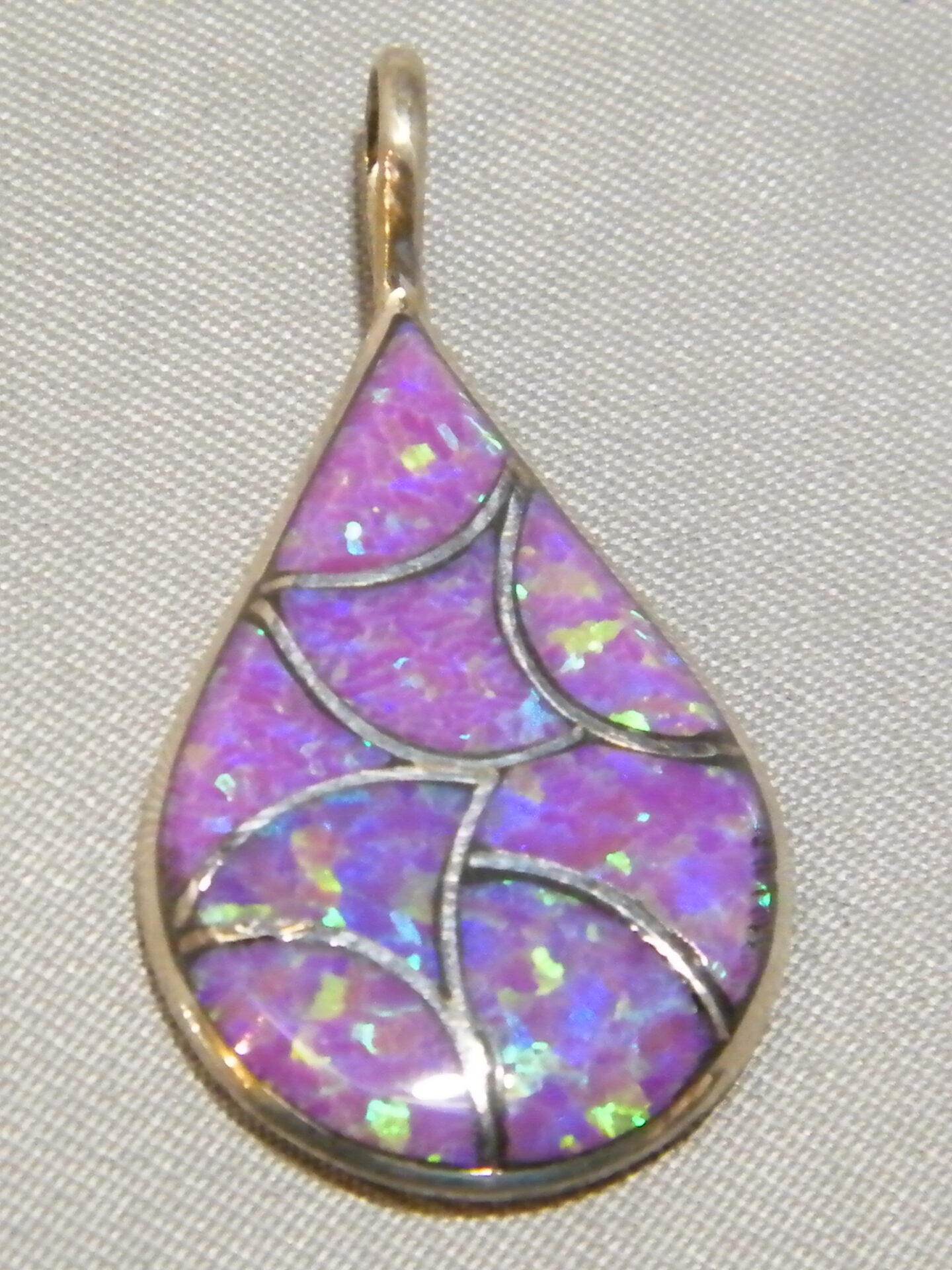 Zuni Indian Purple Opal Inlay Sterling Silver Pendant