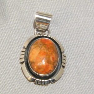 Apple Coral Sterling Silver Samuel Yellowhair Pendant Signed