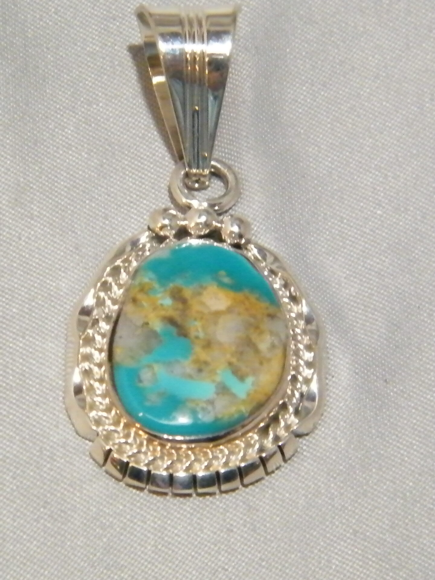 Samuel Yellowhair Turquoise Sterling Silver Pendant Signed