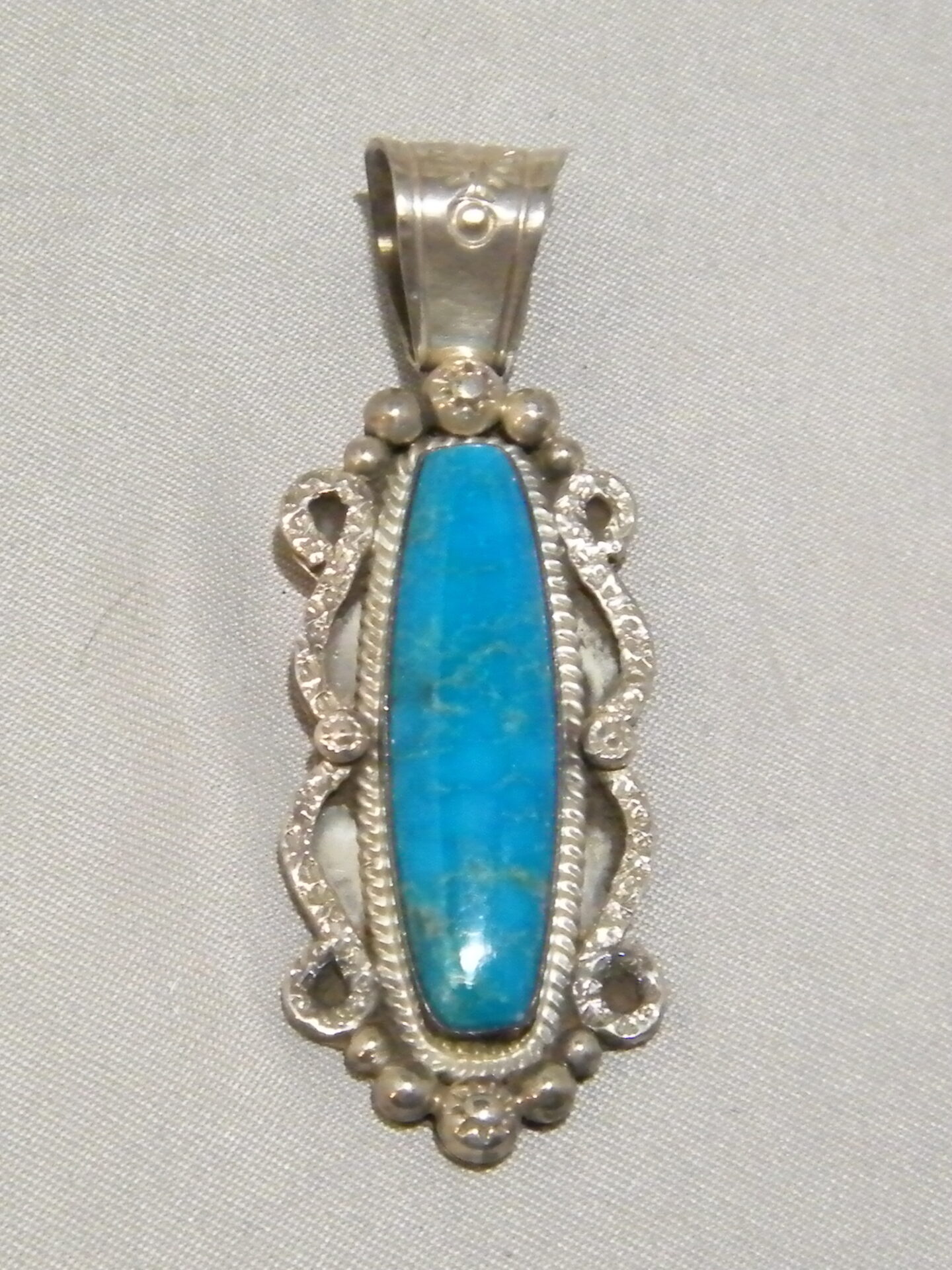 Navajo Native American Indian Pendant Sterling Silver Turquoise RB