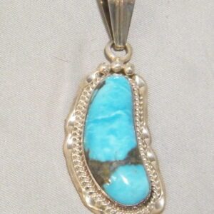 Turquoise Pendant Sterling Silver Native American Indian Samuel Yellowhair