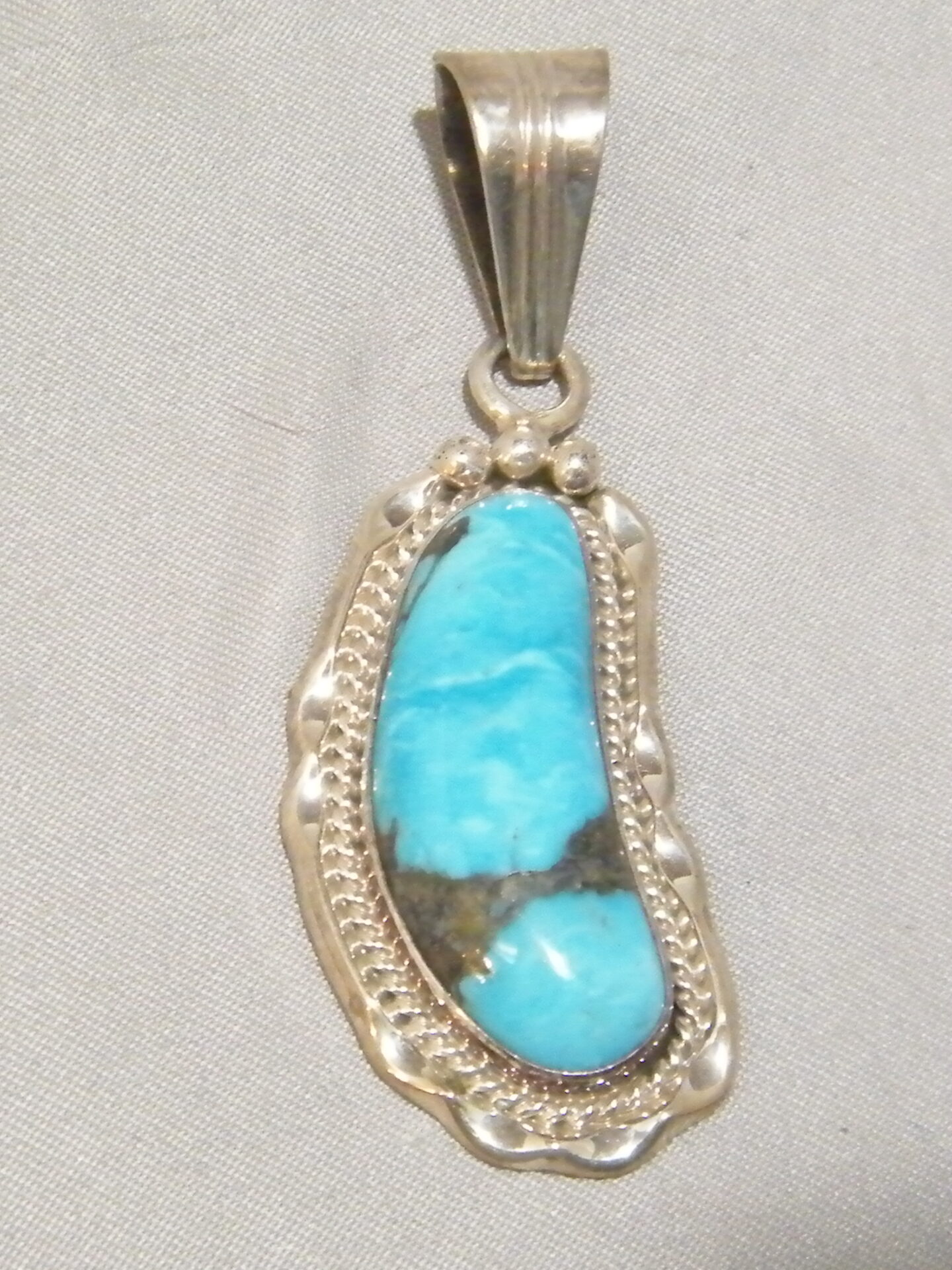 Turquoise Pendant Sterling Silver Native American Indian Samuel Yellowhair