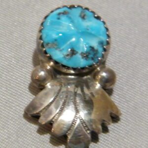 Navajo Pendant Sterling Silver Sun Ray Pattern Turquoise Pendant Signed