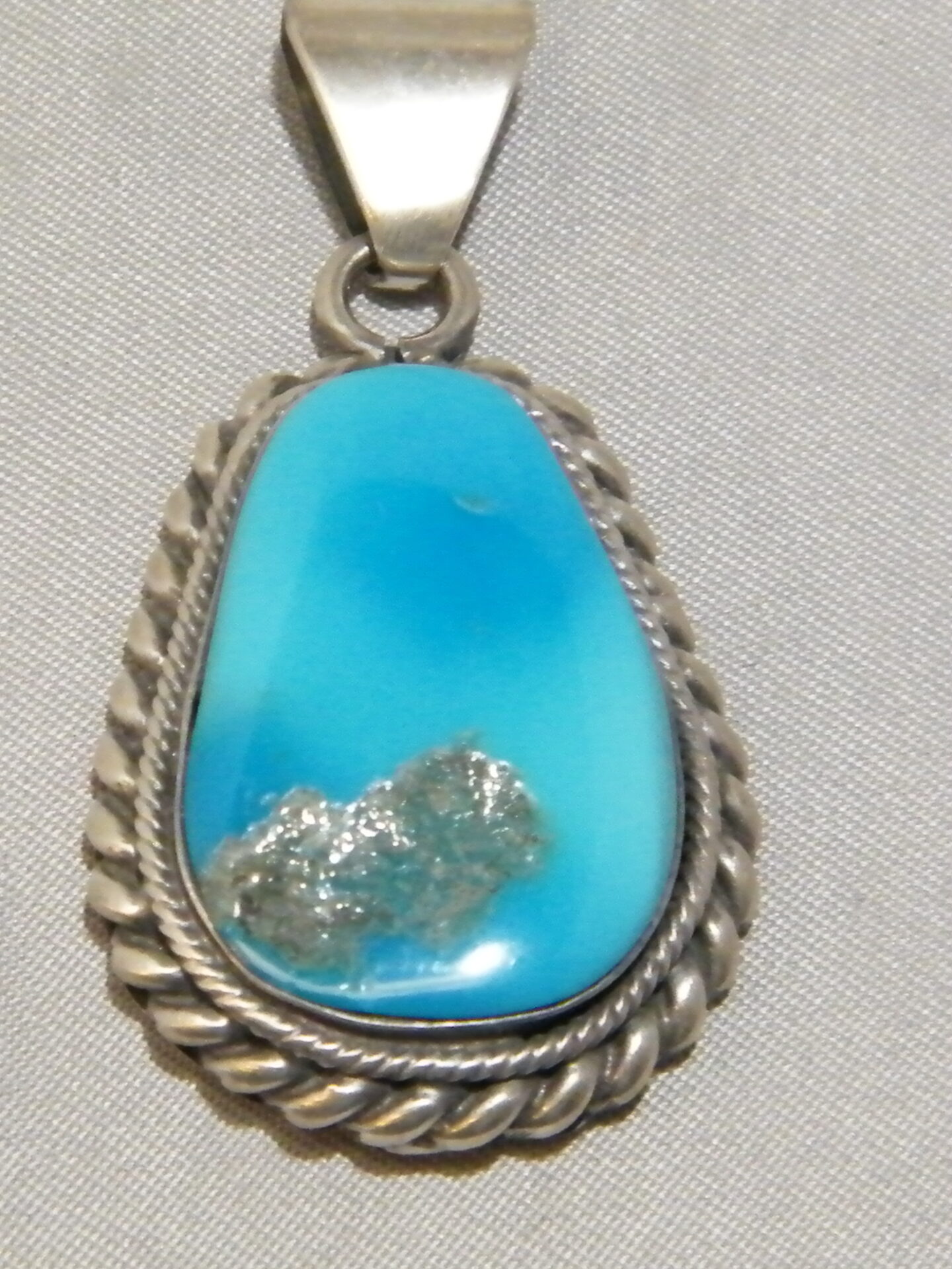Sterling Silver Turquoise Pendant Navajo Sharon McCarthy