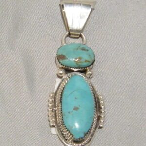 Bobby Platero Navajo 2 Stone Turquoise Sterling Silver Pendant