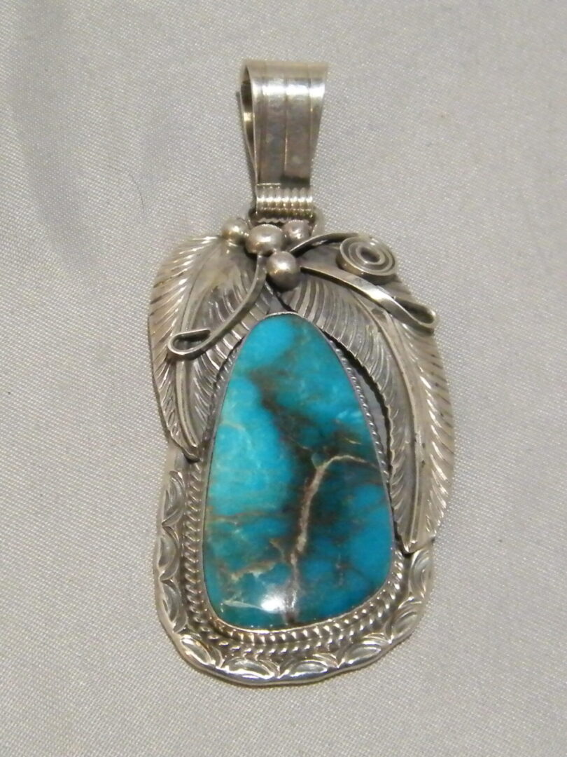 Davey Morgan Navajo Turquoise Pendant Sterling Silver Signed