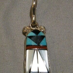 Zuni Indian Inlaid Pendant Sterling Silver & Mop Sun Ray Signed