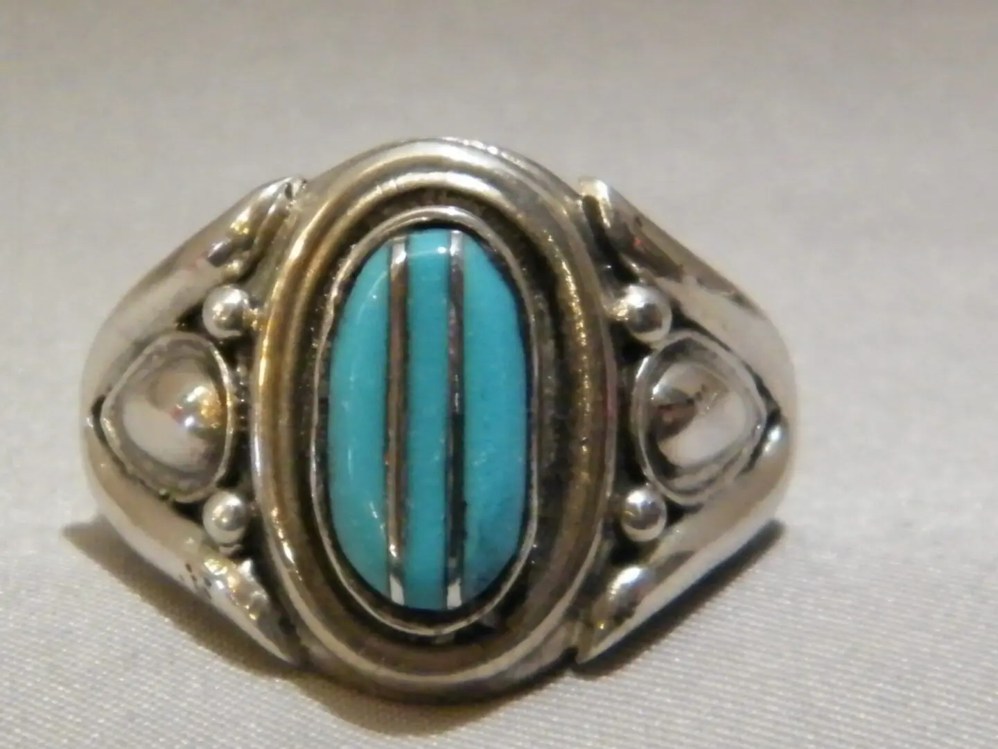 A Sterling Silver Turquoise Oval Shape Ring for Men
