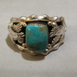 A Native American Turquoise Stone Sterling Silvers Rings