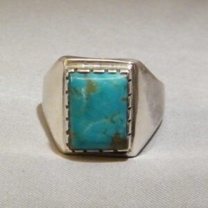 A Sterling Silver Rectangular Shaped Turquoise Ring