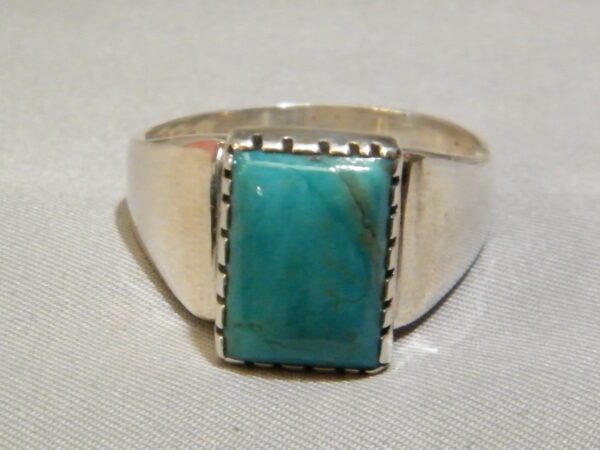 A Sterling Silver Ring With Rectangular Stone Shaped Ring